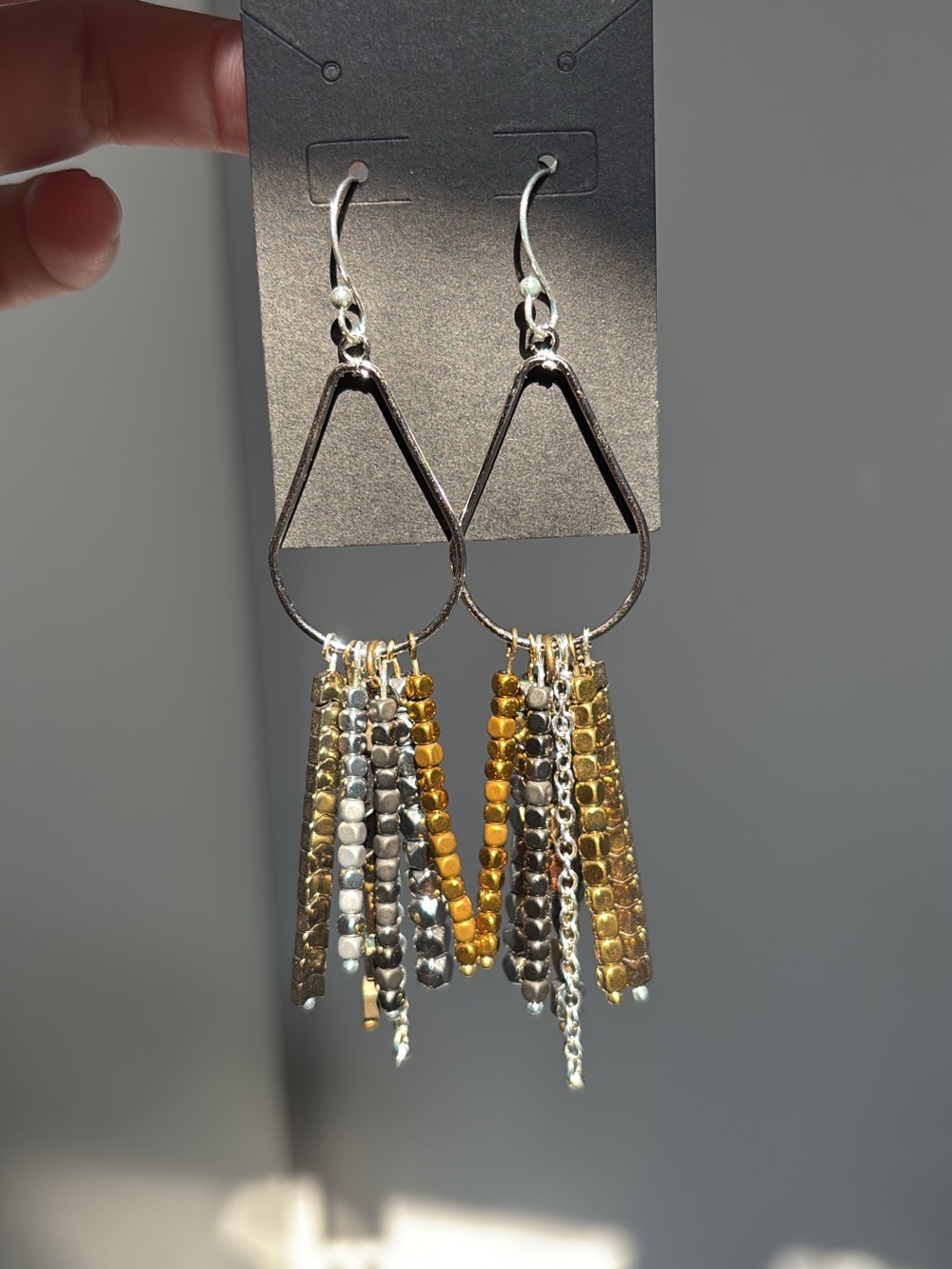 Multi-metal toned hematite Beaded Tassel Drop Earrings - Women's Jewelry